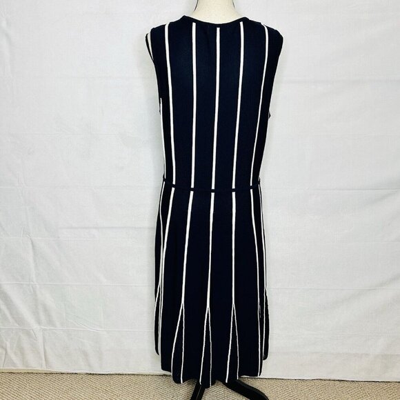 Calvin Klein Sweater Dress Size M Sleeveless Long Navy Blue Striped - Picture 8 of 10